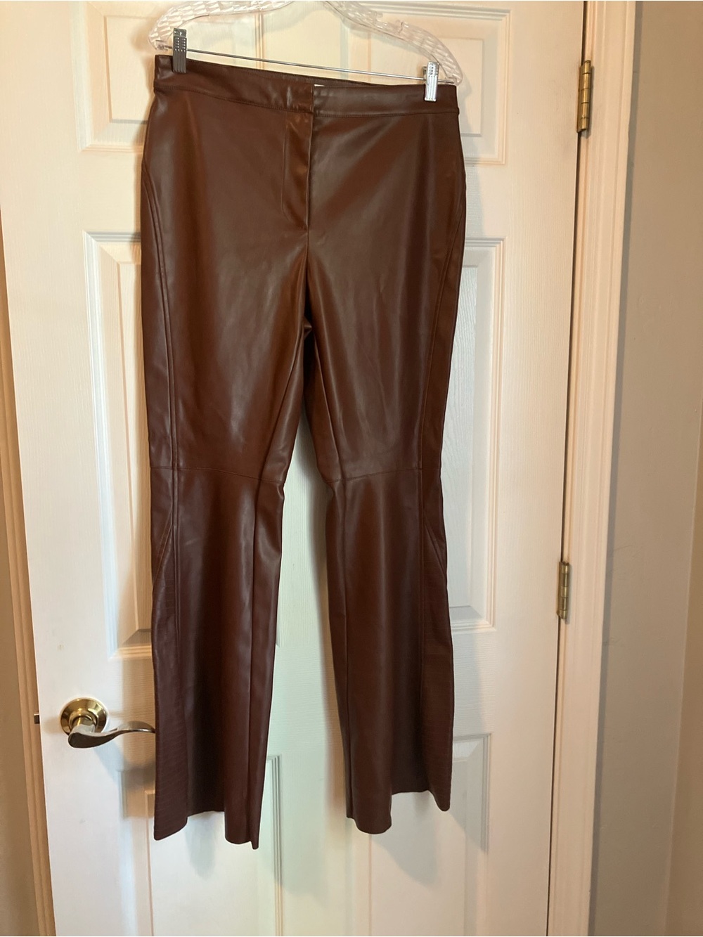 Faux Leather Brown Flared Pants